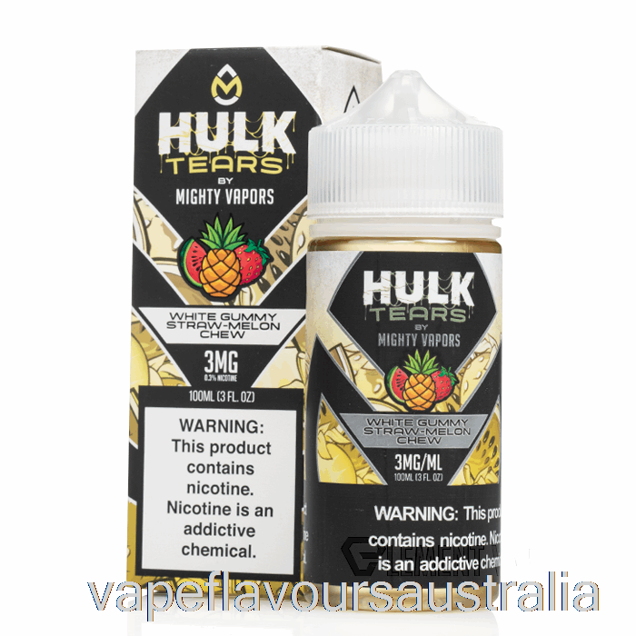 Vape Nicotine Australia White Gummy Straw Melon Chew - Hulk Tears - 100mL 0mg